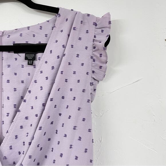 Clover & Sloane Purple Swiss Dot Cottage Core Ruffled Mini Dress Womens 22 Girly - Picture 6 of 10
